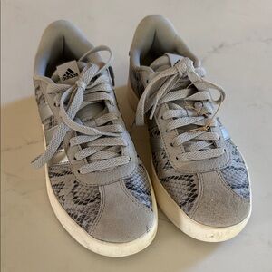 adidas Light Gray Snake-Print Low-Top Sneakers